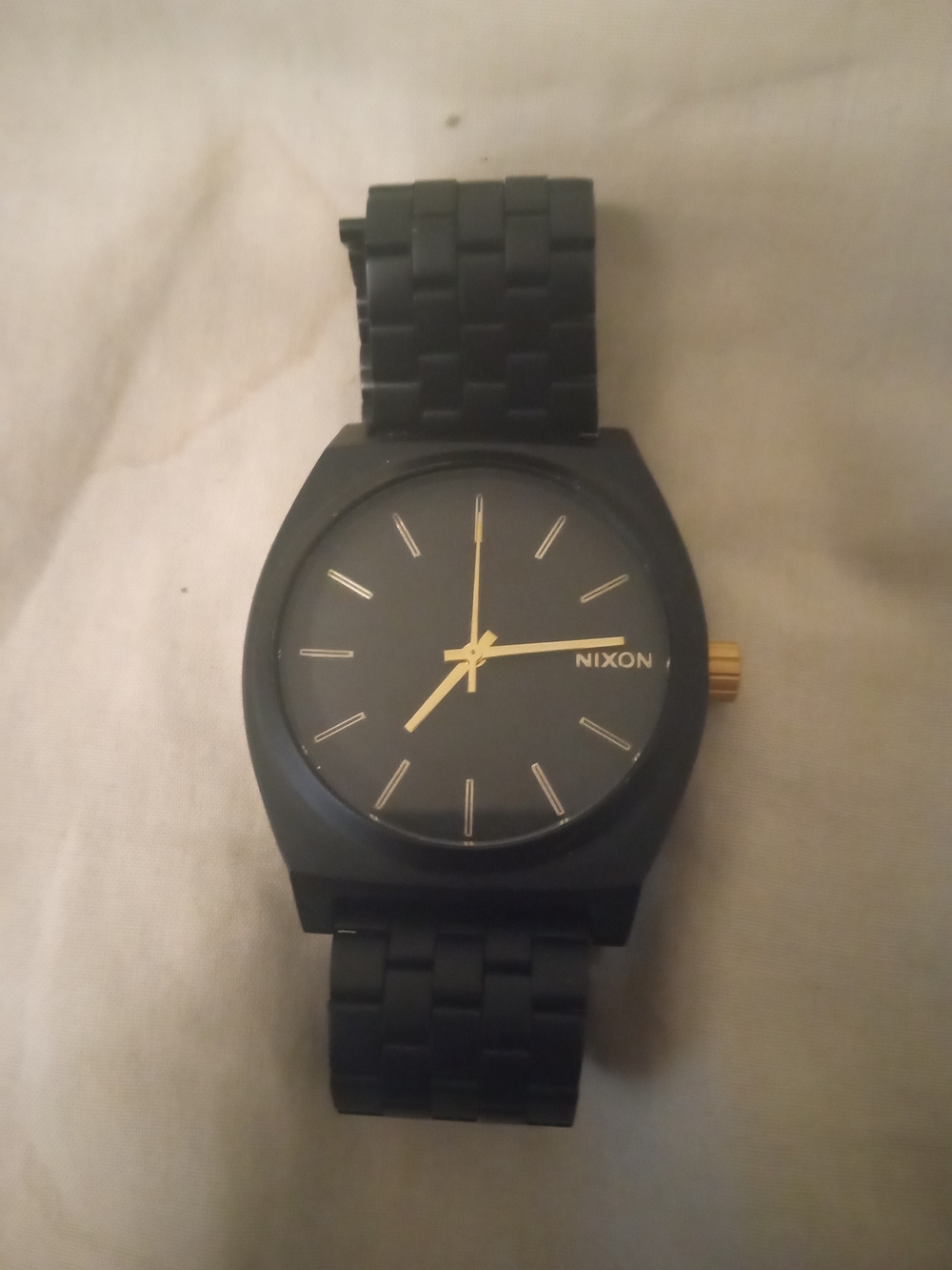 Nixon Minimalist Matte Black Watch with Gold Accents